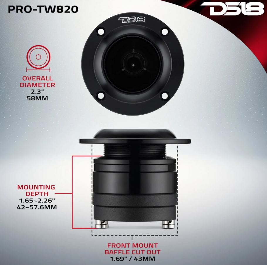 DS18 PRO-TW820 2.3” Super Bullet Tweeter 4 Ohms