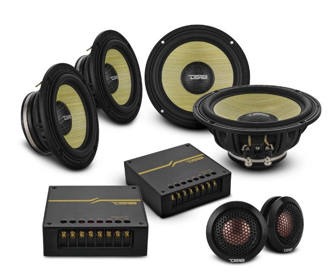 DXQ 6.5" 3-Way Component Speaker Set with Neodymium Magnet and Yellow Straw + Composite Foam Cone | | 180W RMS 4-Ohm