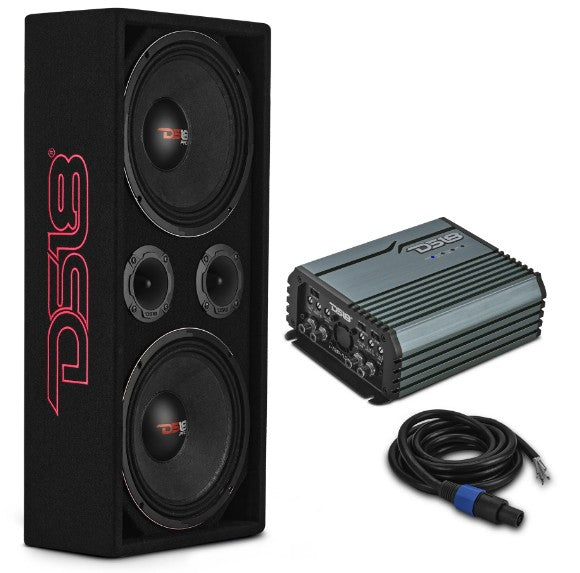 Loaded Voceteo Enclosure with Dual 10" Mids, Dual 3.78" Tweeters, Amplifier & Speakon Cable