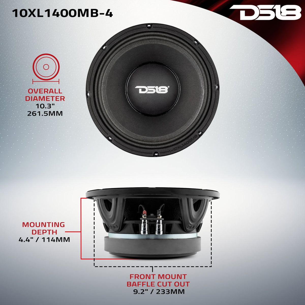 DS18 10XL1400MB-4 manufacturer dimensions drawing