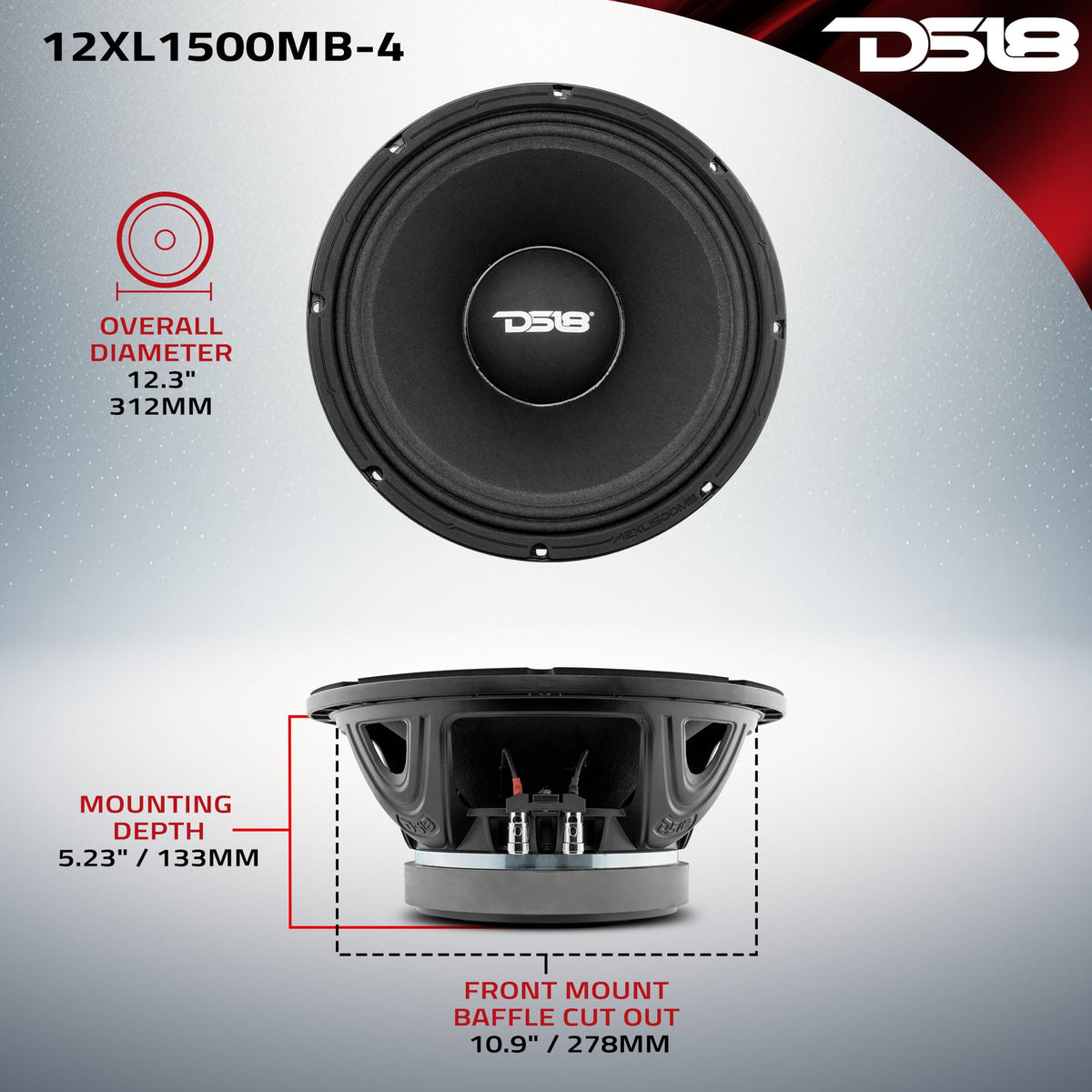 DS18 12XL1500MB manufacturer dimension drawing