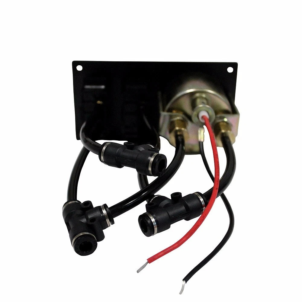 Rear view of VERA paddle-switch panel showing pneumatic air-line connections and gauge illumination wiring