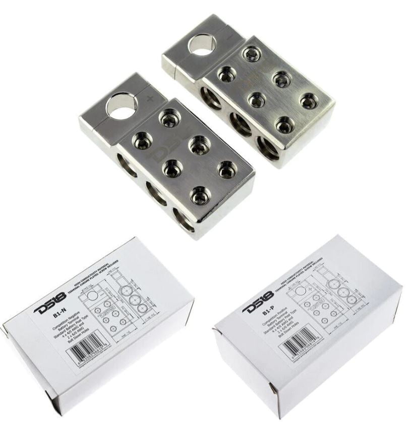 DS18 Distribution Bar Block Battery Terminal Chrome