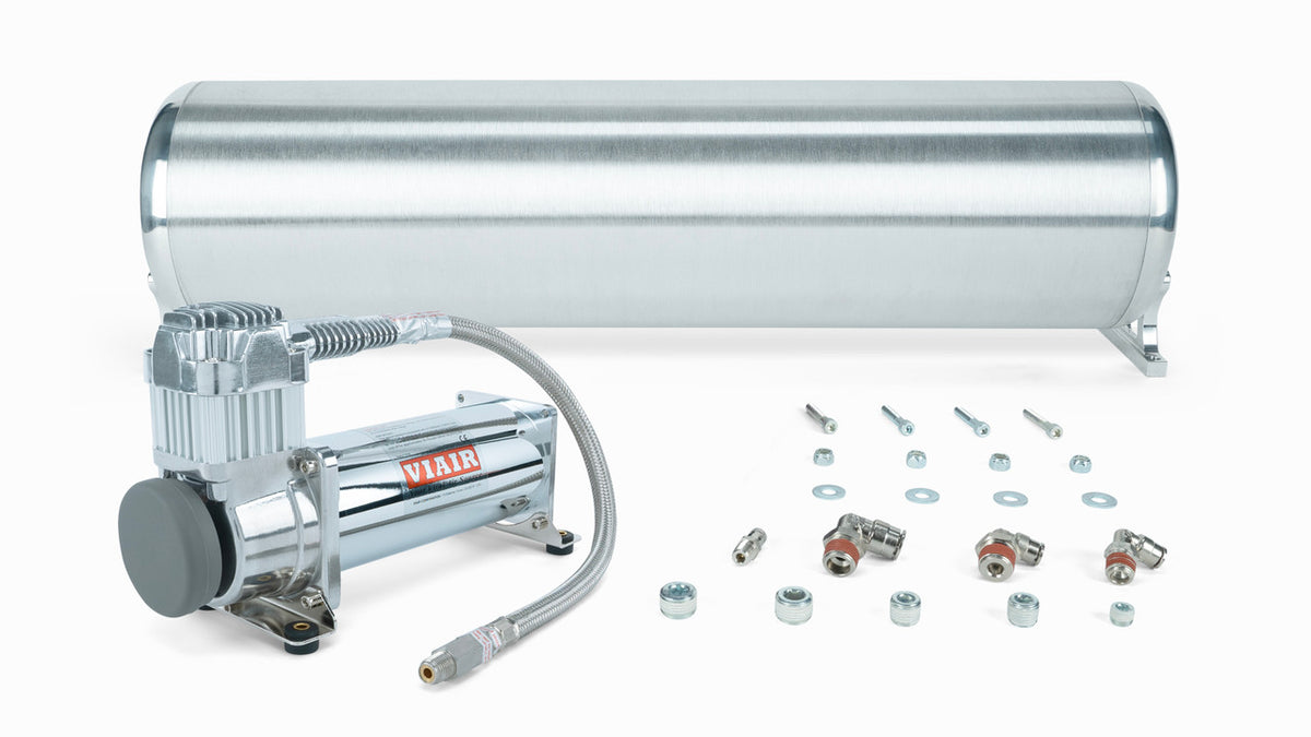 24" FLO Tank w/ Viair 444c Compressor, 1/4" & 3/8" fittings and tank mounting hardware