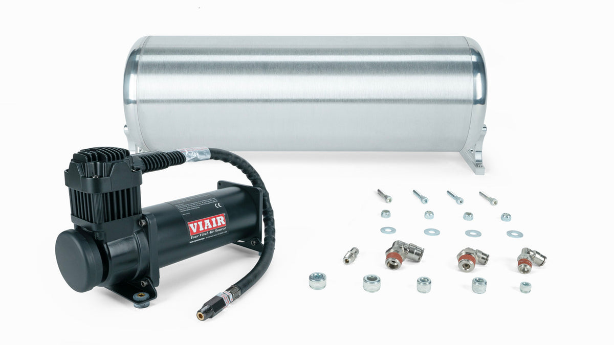18" FLO Tank w/ Viair 444c black Compressor, 1/4" & 3/8" fittings and tank mounting hardware