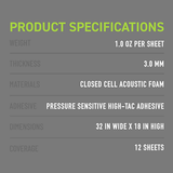SoundShield GASKit – Laser-Cuttable Adhesive-Backed Acoustic Foam Sheets