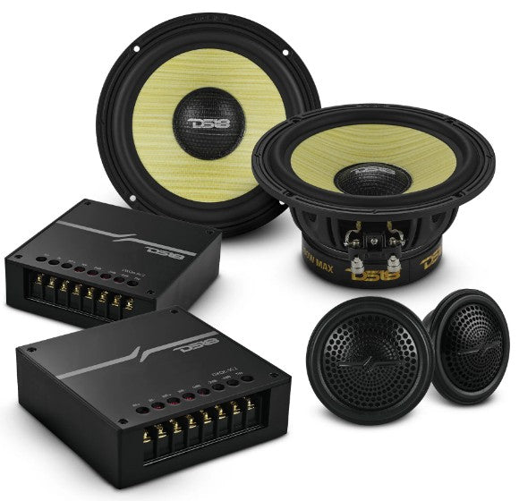 DXQ 6.5" 2-Way Component Speaker Set with Yellow Straw + Composite Foam Cone | 150W RMS 4-Ohm