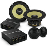 DXQ 6.5" 2-Way Component Speaker Set with Yellow Straw + Composite Foam Cone | 150W RMS 4-Ohm
