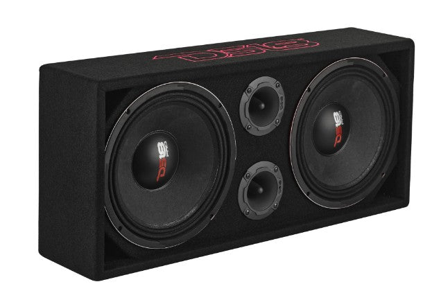 Loaded Voceteo Enclosure with Dual 10" Mids, Dual 3.78" Tweeters, Amplifier & Speakon Cable