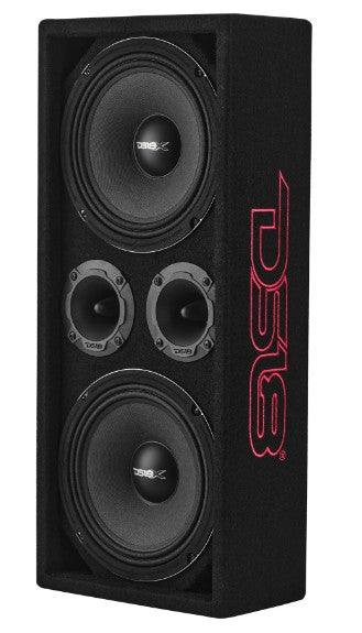 Loaded Voceteo Enclosure with Dual 8" Speakers, Dual 3.78" Tweeters, Amplifier & Speakon Cable