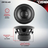 ZR 10" Subwoofer 700 Watts Rms DVC 4-Ohm