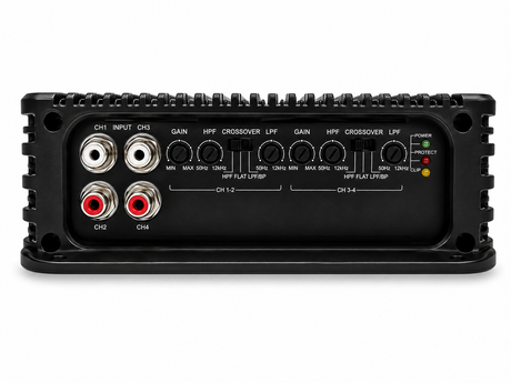 Deaf Bonce Machete Fight 200.4 amplifier, RCA inputs and crossover controls