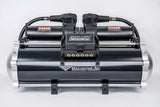 Universal Air billet modular air tank with silver end caps and black tube